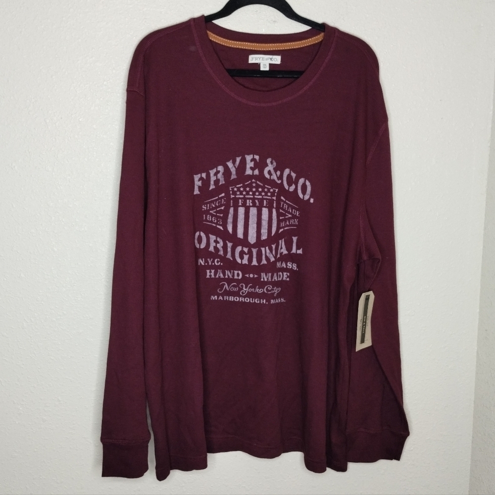 Frye & Co. Burgundy Thermal Graphic Long Sleeve Tee Men's Size 3X